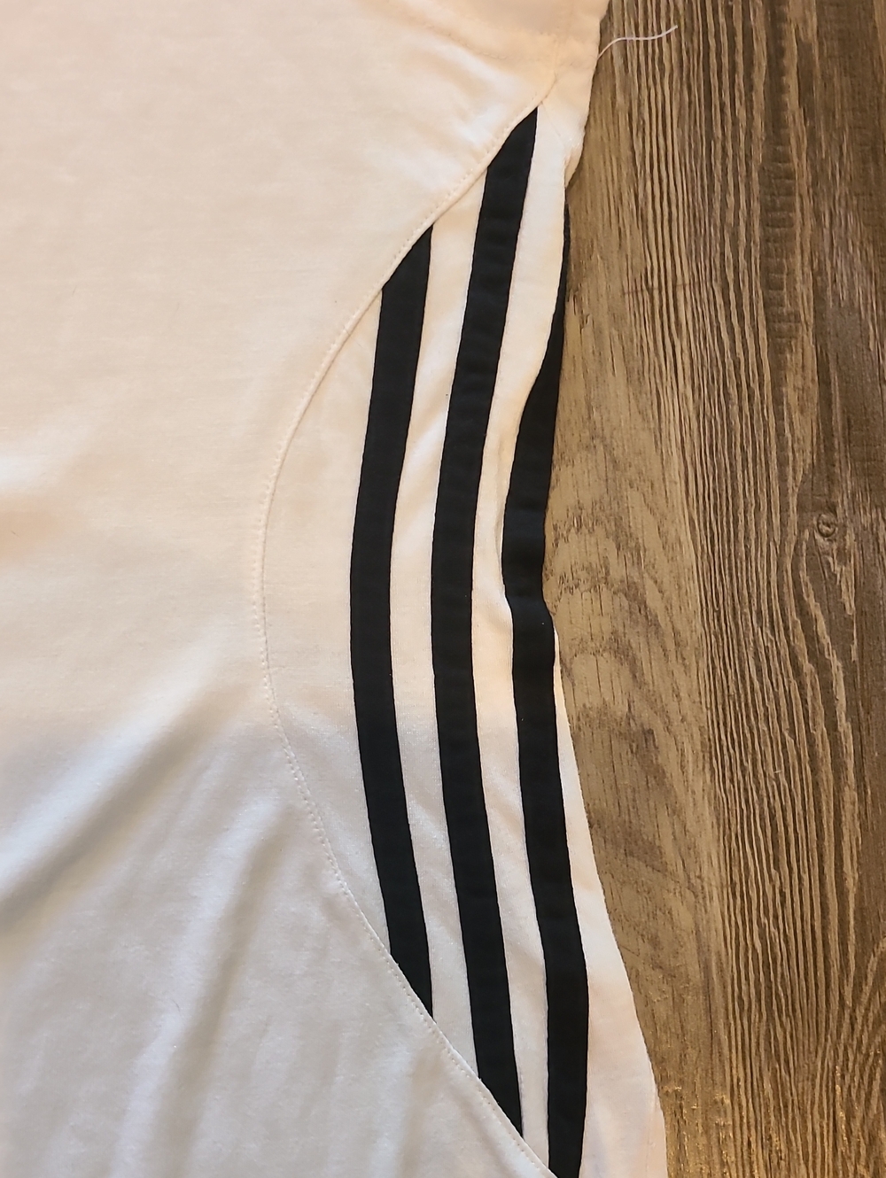 adidas White V-Neck Athletic Tank with Black Side Stripes Size Medium - Picture 3 of 4